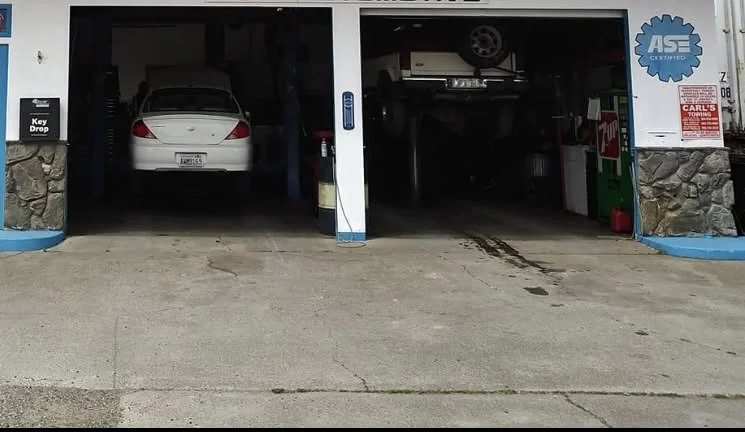 Vehicle in the Cascade Auto and Marine service bay